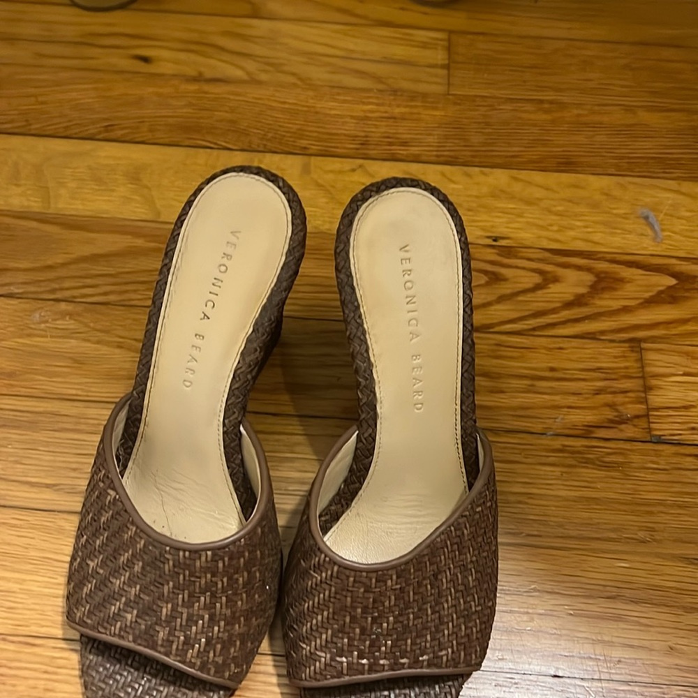 Veronica Bard 3 inch heel raffia sandals